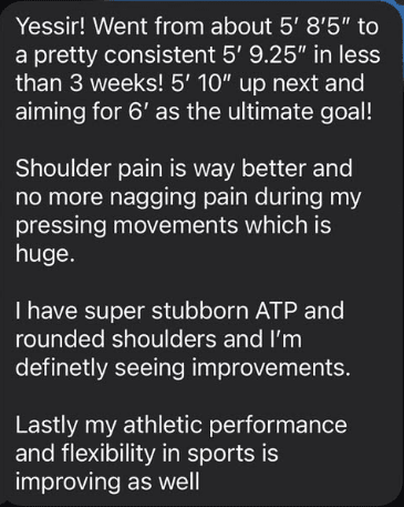 Height increase from 5'8.5 to 5'9.25 in 3 weeks