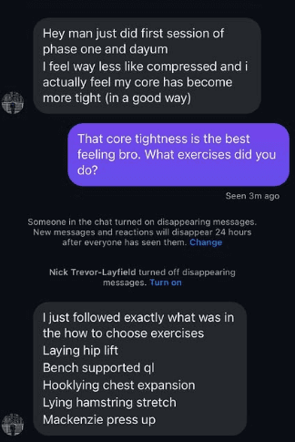 Core tightness improved, following exact exercise guide